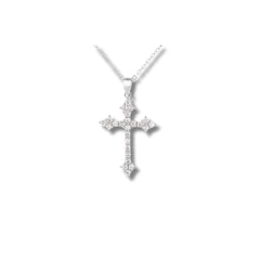 925 Sterling Silver Cross Pendant Necklace | Rhodium Plated with Cubic Zirconia – Religious Christian Jewelry Gift