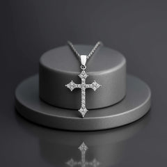 925 Sterling Silver Cross Pendant Necklace | Rhodium Plated with Cubic Zirconia – Religious Christian Jewelry Gift