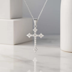 925 Sterling Silver Cross Pendant Necklace | Rhodium Plated with Cubic Zirconia – Religious Christian Jewelry Gift