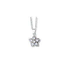 925 Sterling Silver Star Pendant Necklace | Rhodium Plated with Cubic Zirconia Stones