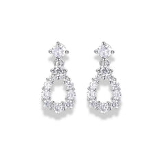 925 Sterling Silver Teardrop Earrings | Rhodium Plated Drop Earrings with Cubic Zirconia