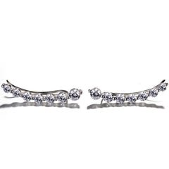 925 Sterling Silver Rhodium Plated CZ Climber Ear Cuffs for Women