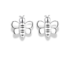 925 Sterling Silver Bee Stud Earrings | Rhodium Plated Cute Insect Design for Women & Girls