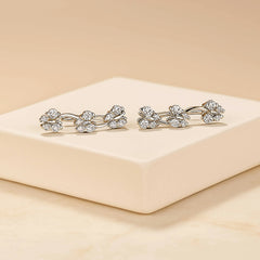 925 Sterling Silver Rhodium Plated CZ Butterfly Vine Ear Cuffs for Women