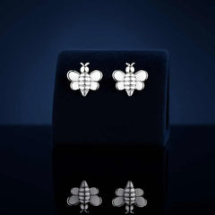 925 Sterling Silver Bee Stud Earrings | Rhodium Plated Cute Insect Design for Women & Girls