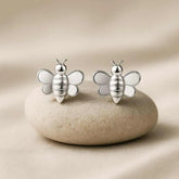 925 Sterling Silver Bee Stud Earrings | Rhodium Plated Cute Insect Design for Women & Girls