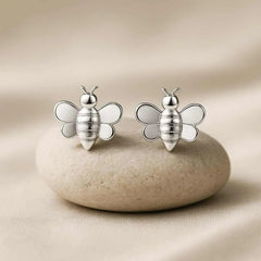 925 Sterling Silver Bee Stud Earrings | Rhodium Plated Cute Insect Design for Women & Girls
