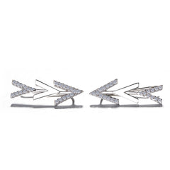 925 Sterling Silver Rhodium Plated CZ Arrow Ear Cuffs for Women
