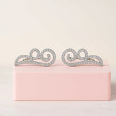 925 Sterling Silver Rhodium Plated Swirl Ear Cuffs with Cubic Zirconia – Elegant Climber Earrings