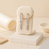 Sterling Silver Geometric Drop Earrings with Cubic Zirconia Accents