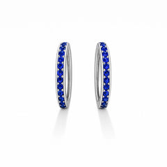 Sterling Silver Blue Sapphire Hoop Earrings