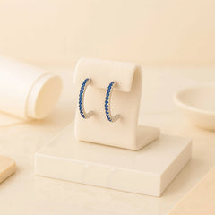 Sterling Silver Blue Sapphire Hoop Earrings