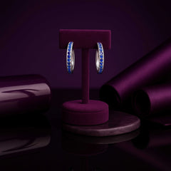 Sterling Silver Blue Sapphire Hoop Earrings