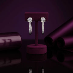 Sterling Silver Hoop Earrings with Solitaire Round Cut Crystal