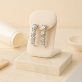 Sterling Silver Drop Earrings with Graduated Round Cut Crystals