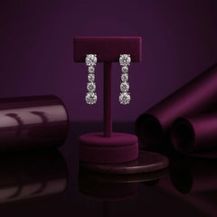 Sterling Silver Drop Earrings with Graduated Round Cut Crystals