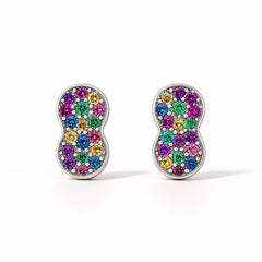 Sterling Silver Multicolor Crystal Stud Earrings – Vibrant Infinity Design