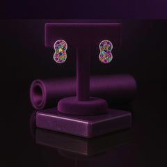 Sterling Silver Multicolor Crystal Stud Earrings – Vibrant Infinity Design