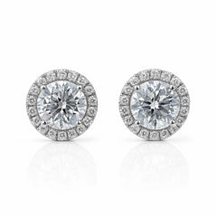 Sterling Silver Round Halo Stud Earrings – Classic CZ Sparkle