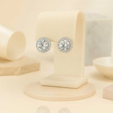 Sterling Silver Round Halo Stud Earrings – Classic CZ Sparkle
