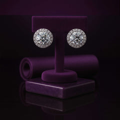 Sterling Silver Round Halo Stud Earrings – Classic CZ Sparkle
