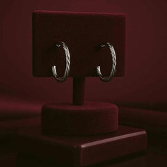 925 Sterling Silver Twisted Hoop Earrings | Rhodium Plated Textured Small Hoops