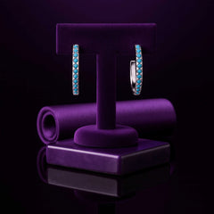 Sterling Silver Hoop Earrings with Turquoise Blue Gemstones