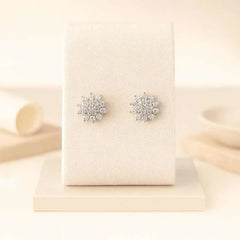 925 Sterling Silver Snowflake Stud Earrings | Rhodium Plated with Sparkling Cubic Zirconia