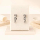 925 Sterling Silver Twisted Hoop Earrings | Rhodium Plated with Cubic Zirconia Accents