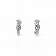 925 Sterling Silver Twisted Hoop Earrings | Rhodium Plated with Cubic Zirconia Accents