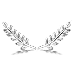 925 Sterling Silver Rhodium Plated Leaf Ear Cuffs – Minimalist Climber Earrings