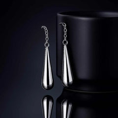925 Sterling Silver Drop Earrings | Rhodium Plated Long Teardrop Dangle Earrings