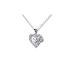 925 Sterling Silver Heart & Rose Pendant Necklace | Rhodium Plated with Cubic Zirconia – Romantic Gift Jewelry