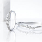 925 Sterling Silver Rhodium Plated CZ Stone Designer Bangle Bracelet