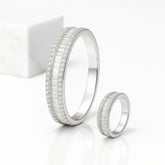 925 Sterling Silver Rhodium Plated CZ Stone Bangle Bracelet for Women