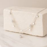 925 Sterling Silver Rhodium Plated CZ Star Layered Pendant Necklace