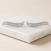 925 Sterling Silver Rhodium Plated CZ Wave Design Ear Cuffs