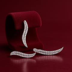 925 Sterling Silver Rhodium Plated CZ Wave Design Ear Cuffs