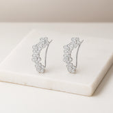 925 Sterling Silver Rhodium Plated CZ Flower Ear Cuffs for Women