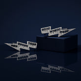 925 Sterling Silver Rhodium Plated CZ Lightning Bolt Ear Cuffs