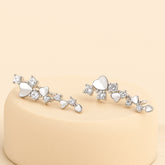 925 Sterling Silver Rhodium Plated CZ Heart Ear Cuffs for Women