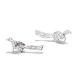 925 Sterling Silver Rhodium Plated CZ Knot Design Ear Cuffs