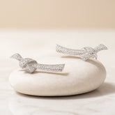 925 Sterling Silver Rhodium Plated CZ Knot Design Ear Cuffs