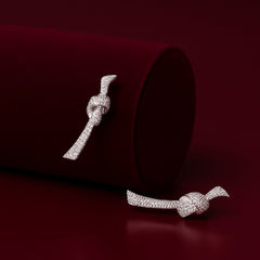 925 Sterling Silver Rhodium Plated CZ Knot Design Ear Cuffs