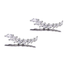 925 Sterling Silver Rhodium Plated CZ Marquise Ear Cuffs for Women