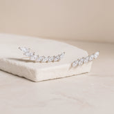 925 Sterling Silver Rhodium Plated CZ Marquise Ear Cuffs for Women