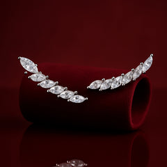 925 Sterling Silver Rhodium Plated CZ Marquise Ear Cuffs for Women