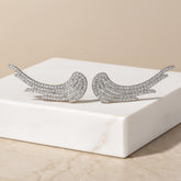 925 Sterling Silver Rhodium Plated CZ Wing Ear Cuffs for Women