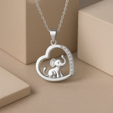 925 Sterling Silver Rhodium Plated CZ Elephant Heart Pendant
