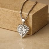 925 Sterling Silver Rhodium Plated CZ Heart Pendant Necklace